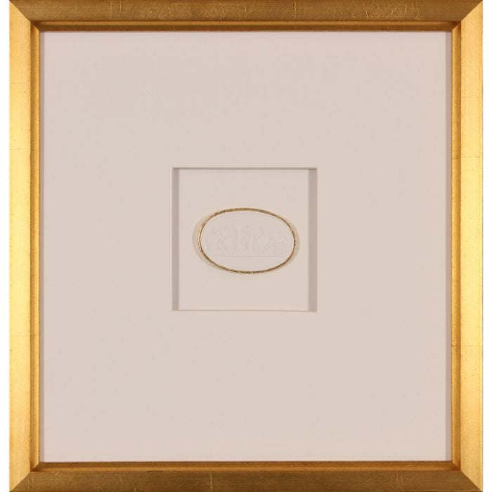 wood frame white gold foil intaglio square
