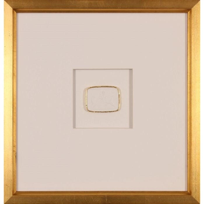 traditional white gold intaglio square wood frame