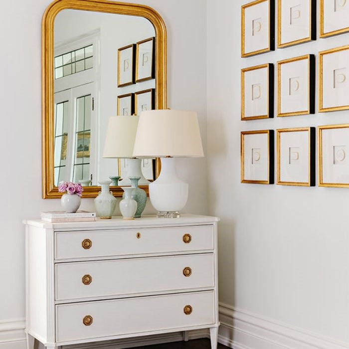 gold square traditional wood frame white foil edge