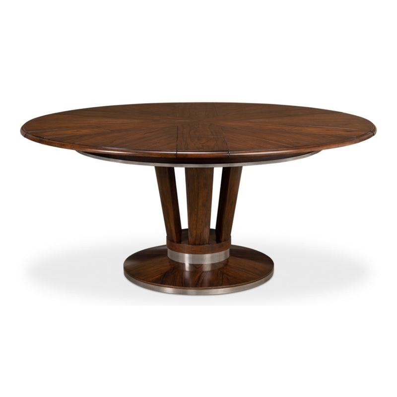 Sarreid, Ltd. dining table adjustable expandable round wood contemporary round brown