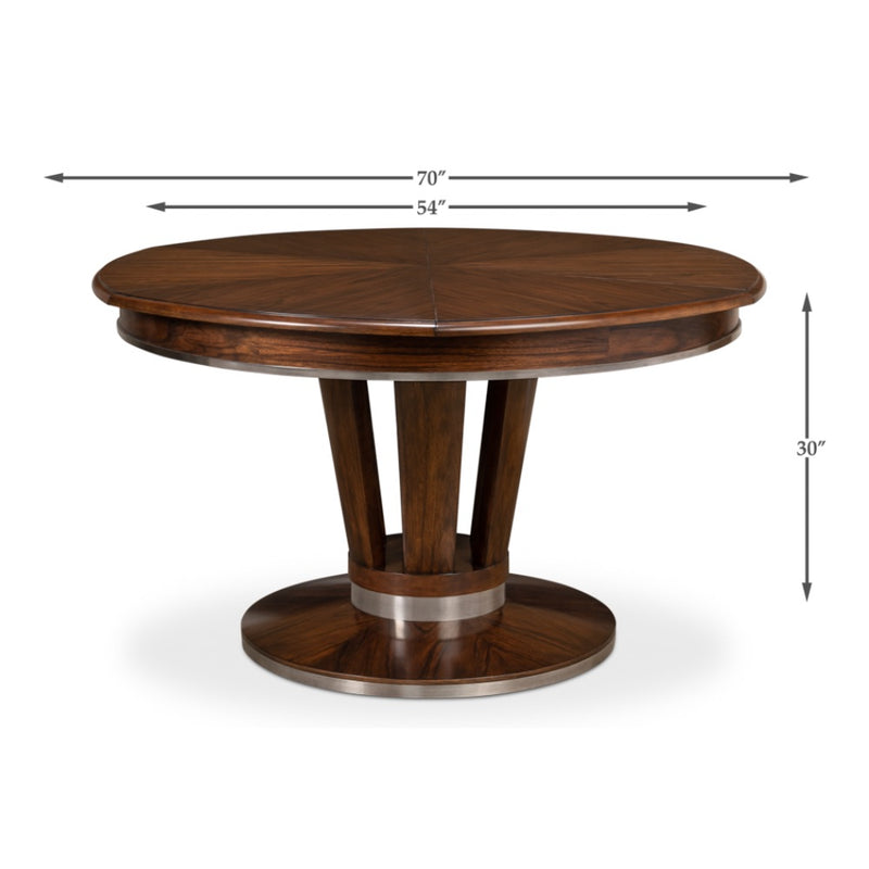 Sarreid, Ltd. dining table adjustable expandable round wood contemporary round brown