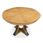 Unique light tan round table with dark leather finishes - Angle1