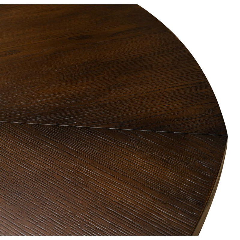 Unique round dark wood table with gold studs - Angle 2