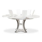 round Jupe dining table medium white finish contemporary transitional expandable