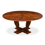 Jupe expandable dining table old world finish medium platform cove base