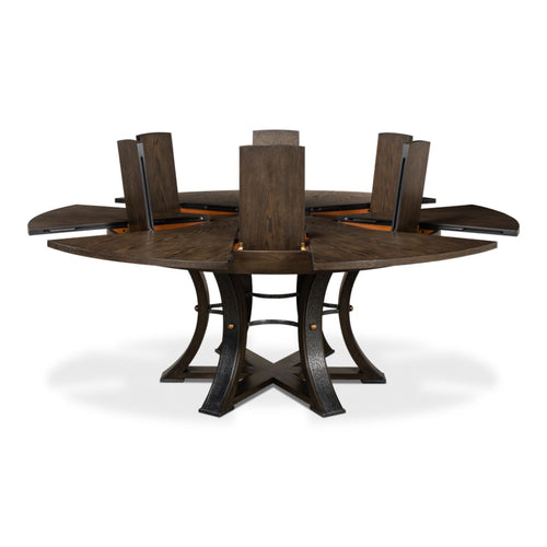 round dining table Jupe Artisan Grey transitional 6-legs