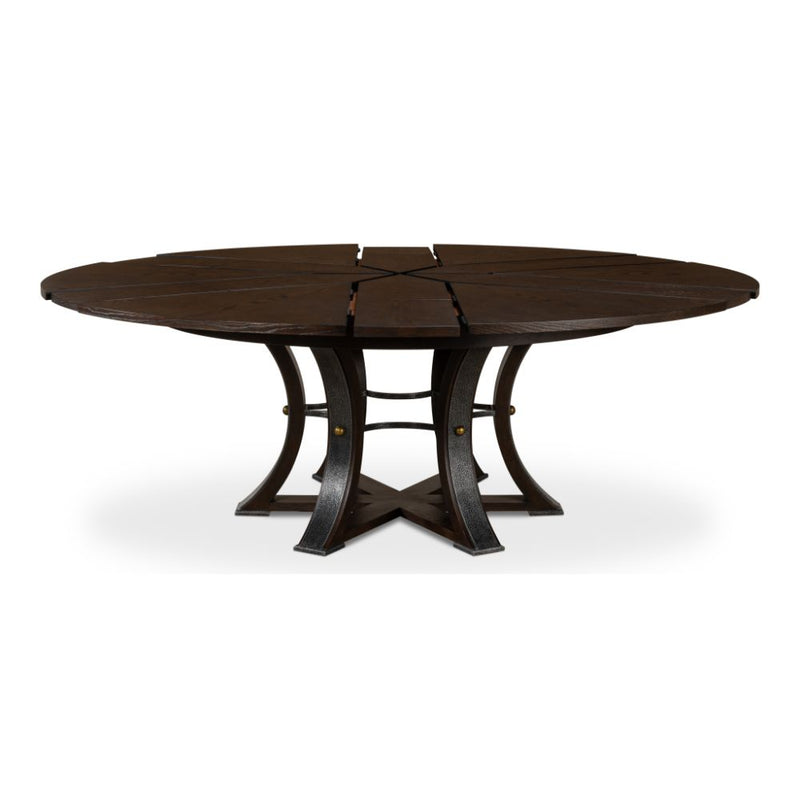 Designer Large Round Expandable Tower Jupe Dining Table - Dark Finish