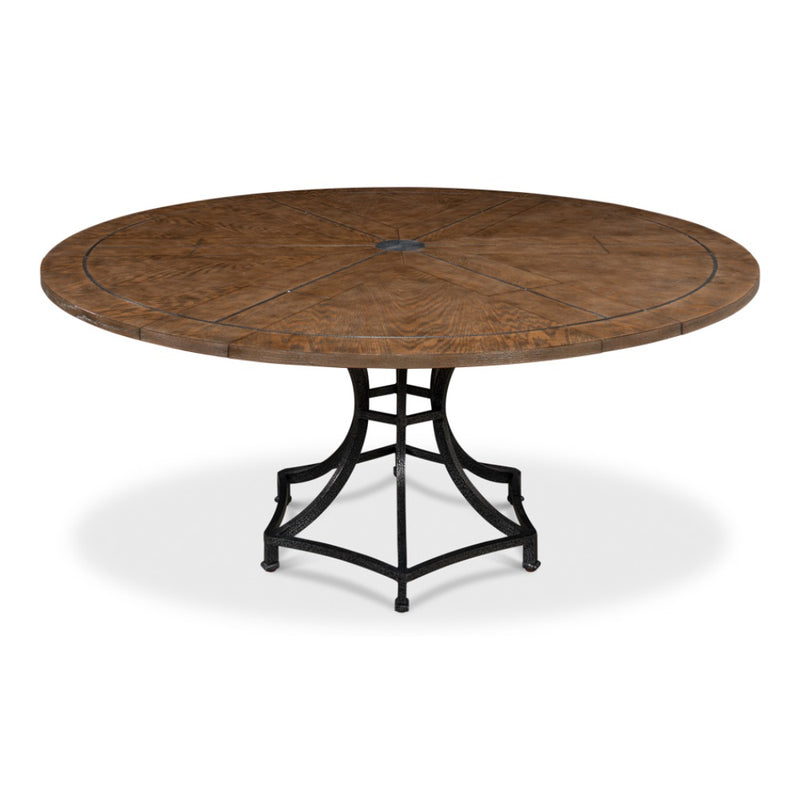 Unique medium wood table with metal legs