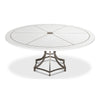 round wood dining table white metal inlays expandable