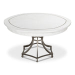 round wood dining table white metal inlays expandable