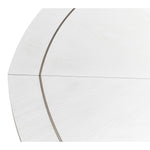 round wood dining table white metal inlays expandable