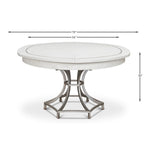 round wood dining table white metal inlays expandable