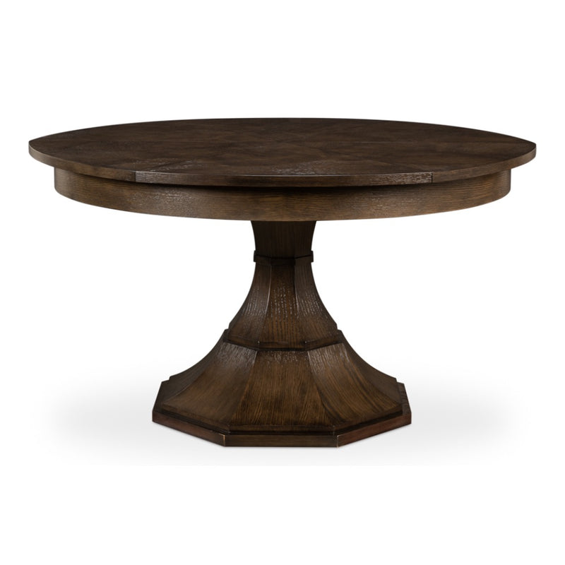 round dining table artisan grey pedestal