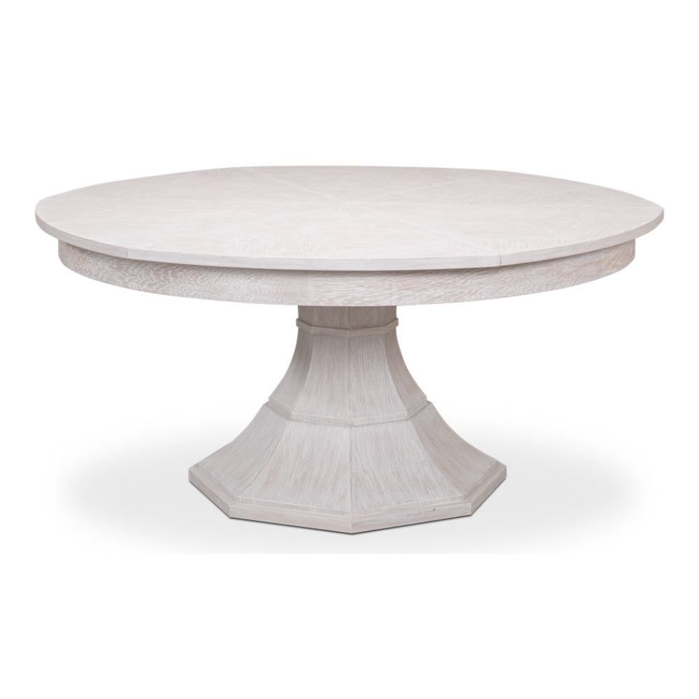 Jupe dining table white wash finish octagon base large