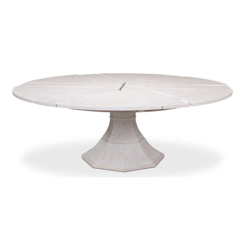 Jupe dining table whitewash finish octagon base large