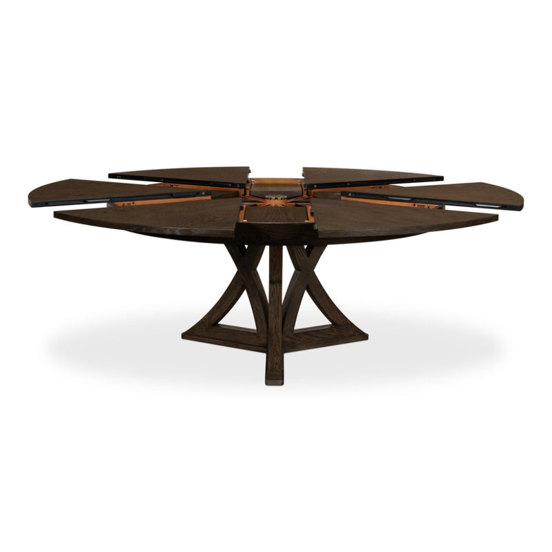 round Jupe dining table large grey finish contemporary transitional