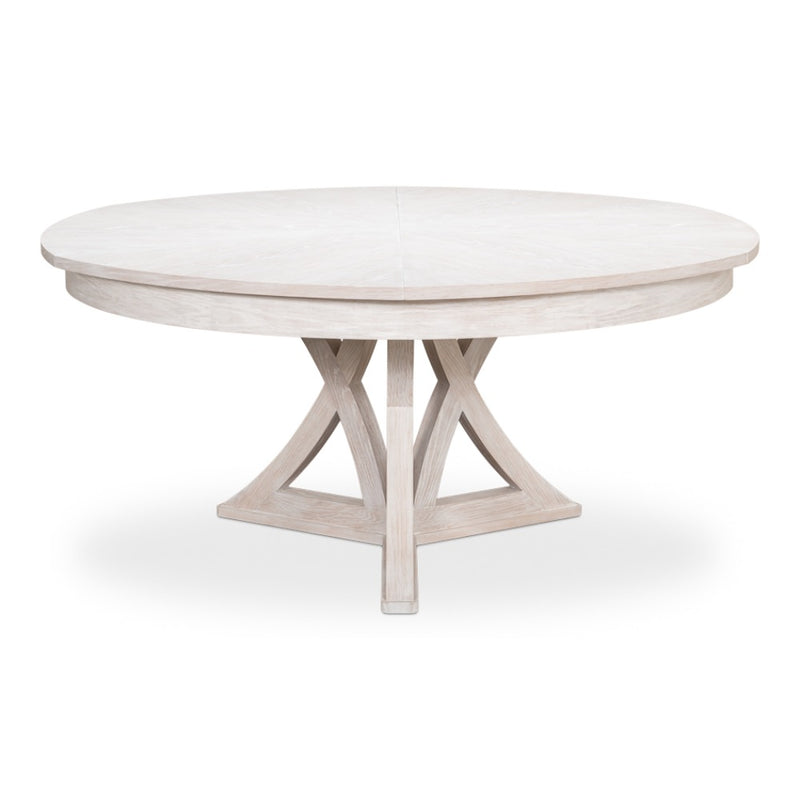round expandable dining table whitewash white oak large