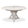 round Jupe dining table small whitewash finish contemporary transitional
