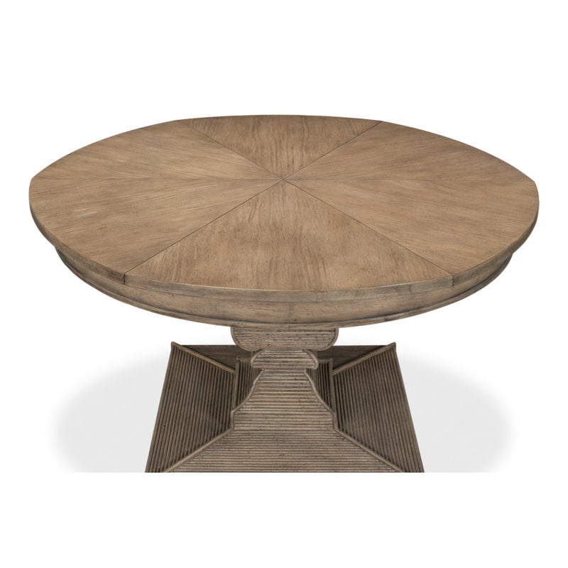 Jupe expandable dining table barn grey finish faux bois base medium