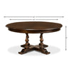 Sarreid, Ltd. round wood walnut dark stain dining table expandable adjustable hidden stored leaves traditional