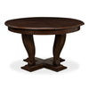 Sarreid, Ltd. round dining table oak wood dark stain expandable adjustable transitional hidden stored leaves