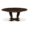 Sarreid, Ltd. round dining table oak wood dark stain expandable adjustable transitional hidden stored leaves