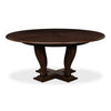Sarreid, Ltd. round dining table oak wood dark stain expandable adjustable transitional hidden stored leaves