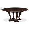 Sarreid, Ltd. round dining table oak wood dark stain expandable adjustable transitional hidden stored leaves