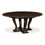 Sarreid, Ltd. round dining table oak wood dark stain expandable adjustable transitional hidden stored leaves