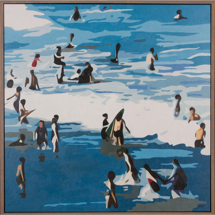 surfing beach scene framed wall art 