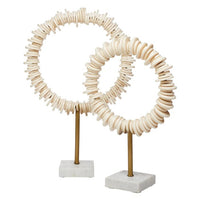 set of 2 cream ring sculptures