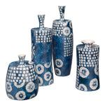off-white blue indigo vases set 4
