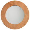 cross stitch buff leather round mirror neutral
