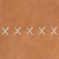 cross stitch buff leather round mirror neutral