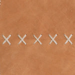 cross stitch buff leather round mirror neutral