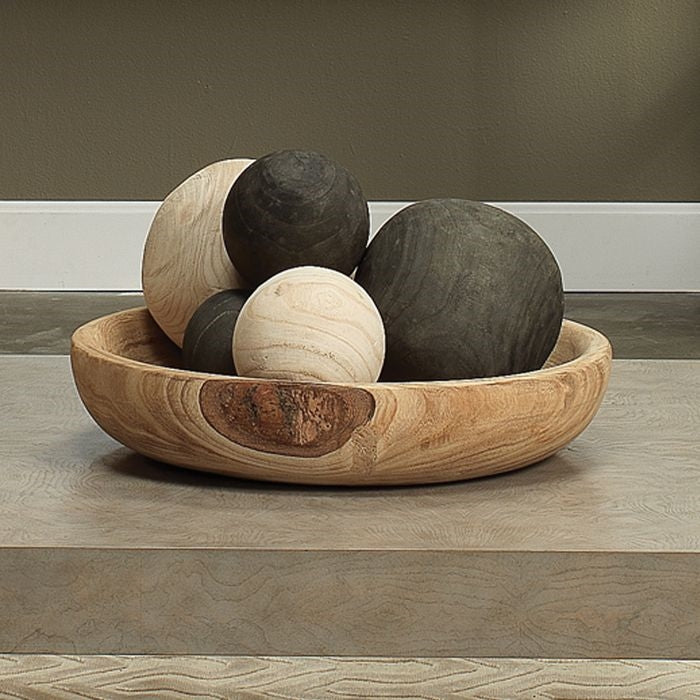 Unique Organic Table Decor Accents - Set of 3 Natural Wood Balls