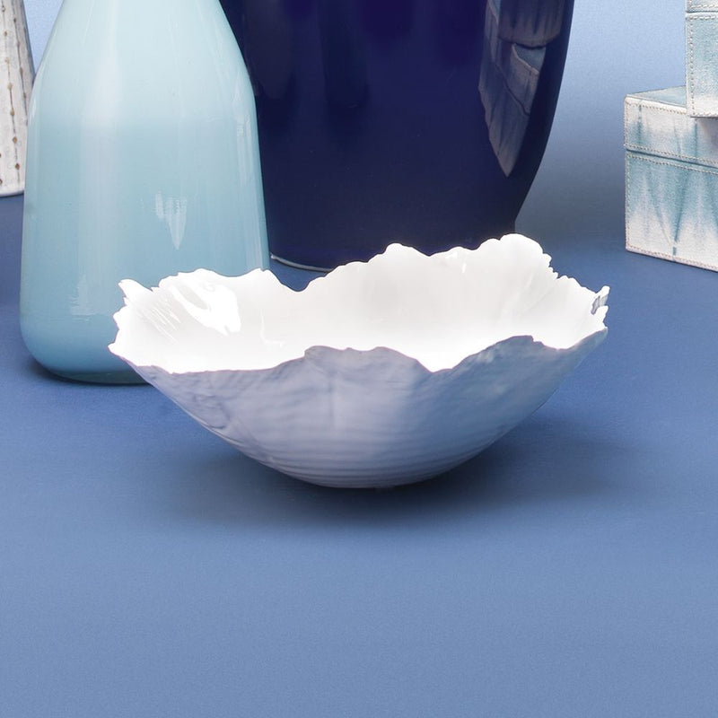 white ceramic fluted edge bowl 