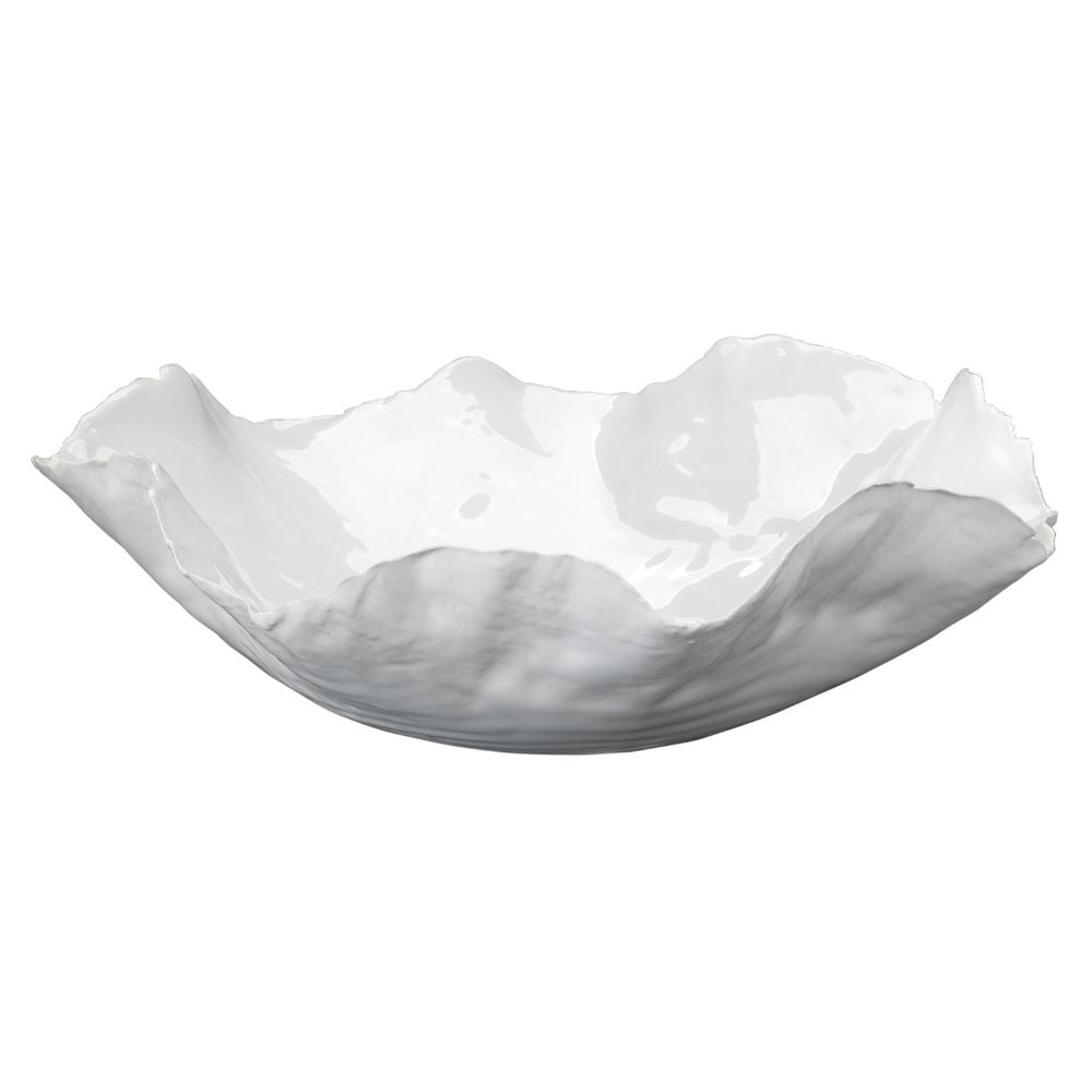 white ceramic fluted edge bowl 