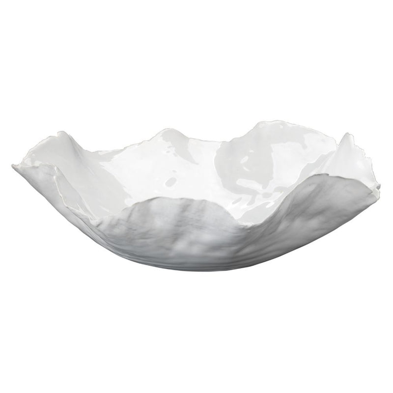 white ceramic fluted edge bowl 
