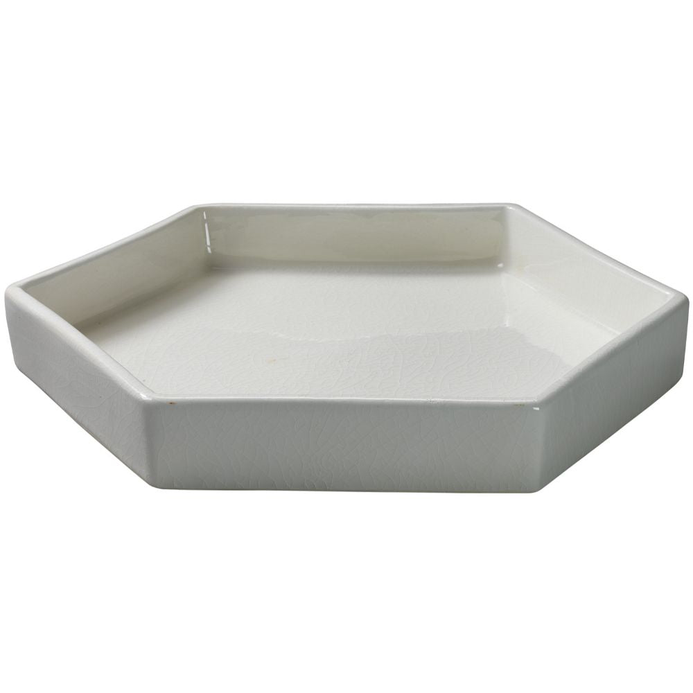 hexagon ceramic white tray