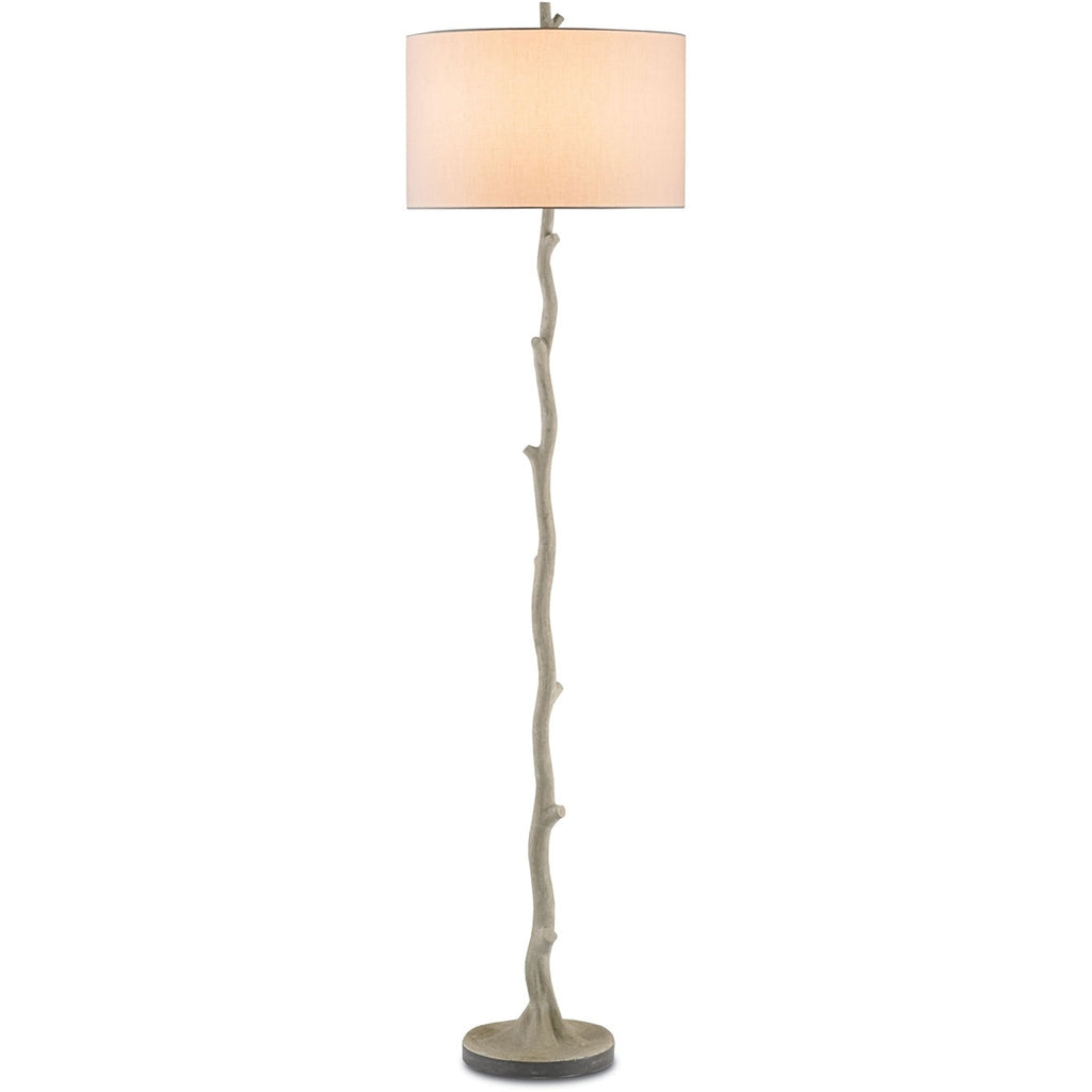 wrought iron polished aged steel off white linen shade floor lamp