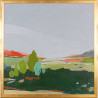 green hills nature trees open field framed wall art