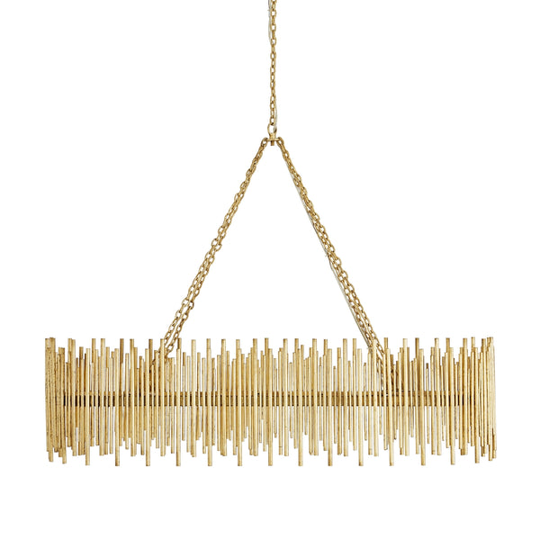 contemporary oval chandelier gold leaf