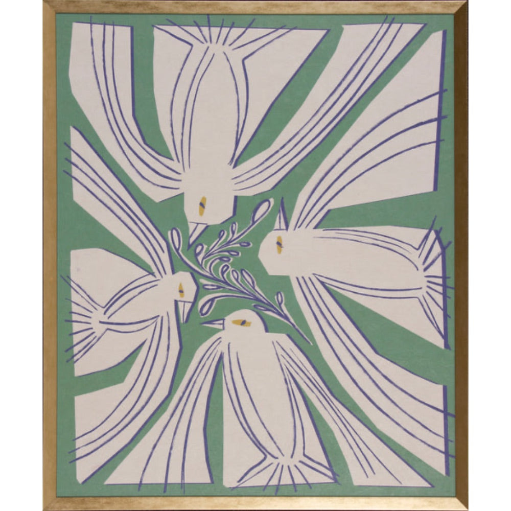 bird nature modern wall art green blue
