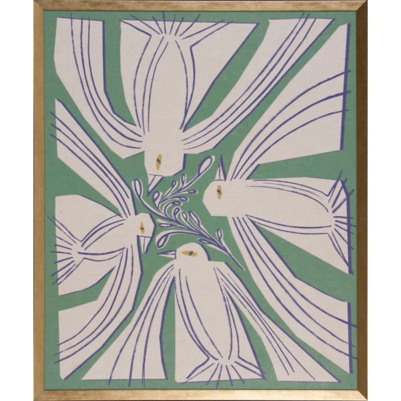 bird nature modern wall art green blue