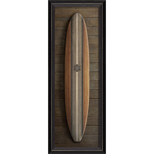 Spicher & Company coastal wall art surfboard wood vintage frame glass Celtic knot