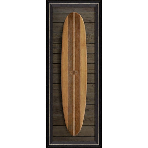 Spicher & Company coastal wall art surfboard wood vintage frame glass stripes