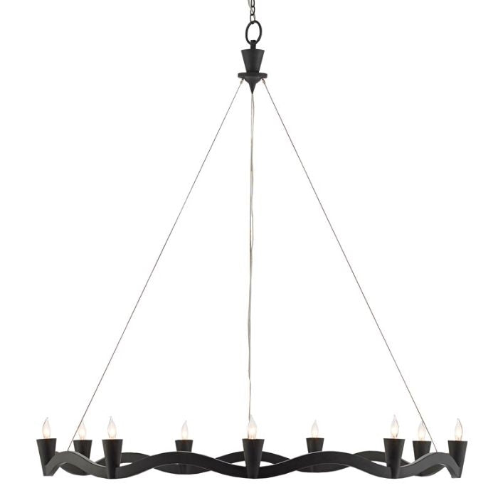 black wrought iron aircraft cable 9 light chandelier