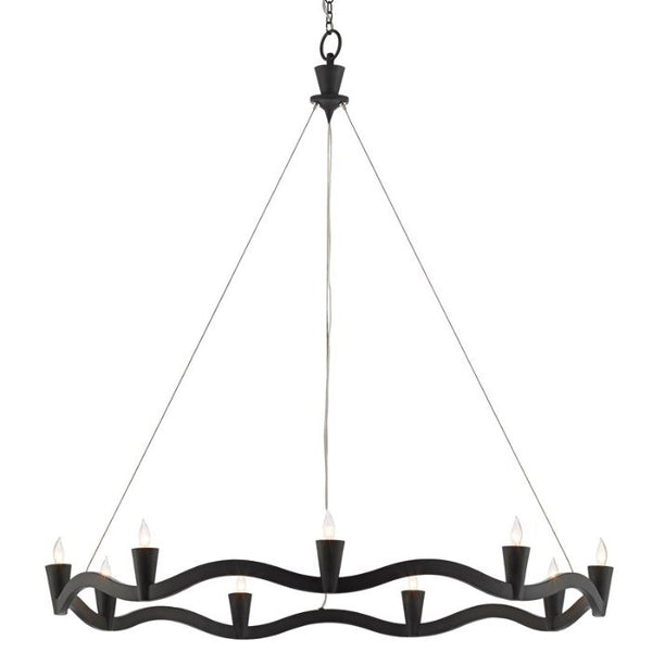 black wrought iron aircraft cable 9 light chandelier