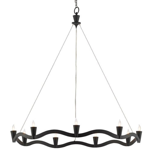 black wrought iron aircraft cable 9 light chandelier